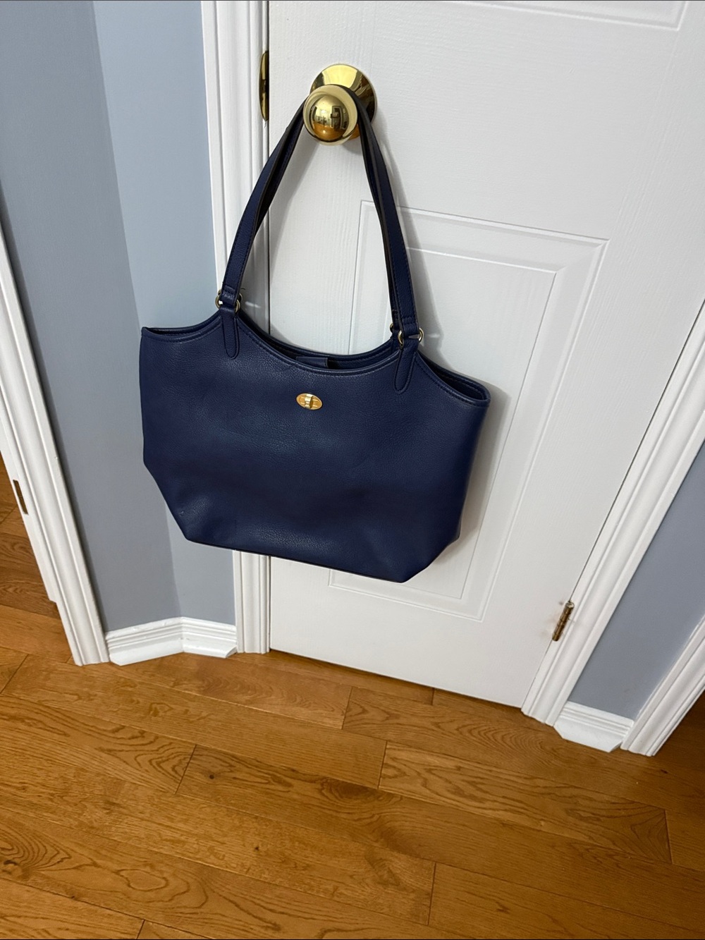 Liz Claiborne Navy Tote with Gold Accent Hardware